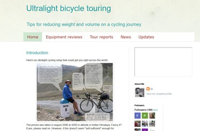 The master of ultralight cycle touring, although some might consider him a bit extreme. His sleeping mat consists of a strip of bubble wrap.
