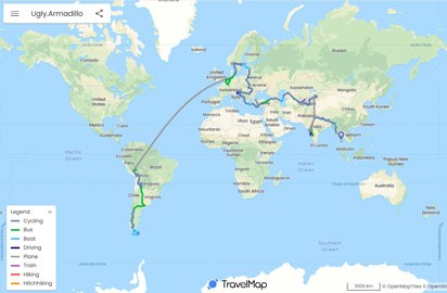 A two-year trip through Europe, Asia and South America. They give a detailed view of life on the road.