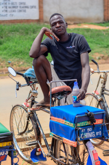 An Africa bicycle taxi chauffeur