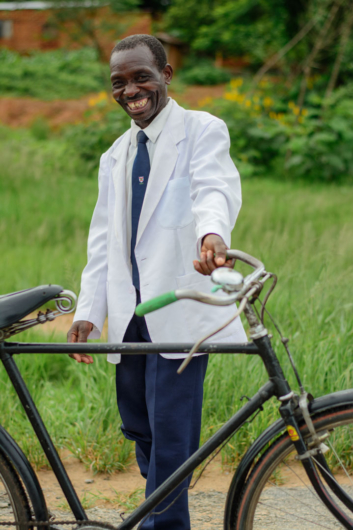 African man with bicycle