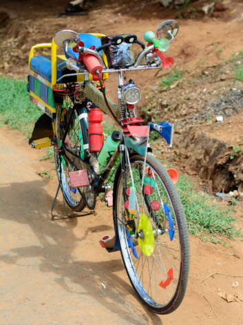 Decorated bicycle taxi in Malawi