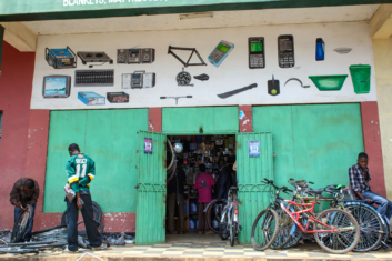 A bicycle repair shop in Africa