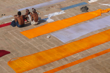 Turbans are laid out to dry in Pushkar, India.