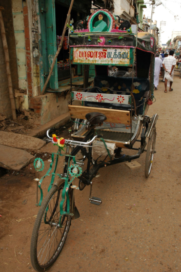 A painted rickshaw in South India.