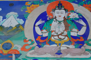 A Buddha painting in Thiksey monastery.