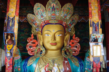 Statue of Maitreya Buddha at Thiksey Monastery.