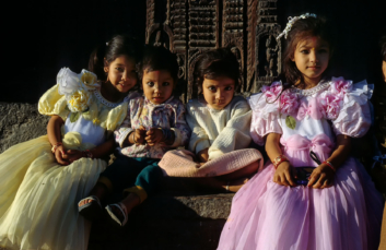 Fancy dressed children in Kathmandu, Nepal.