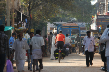 cycling through a South Indian street