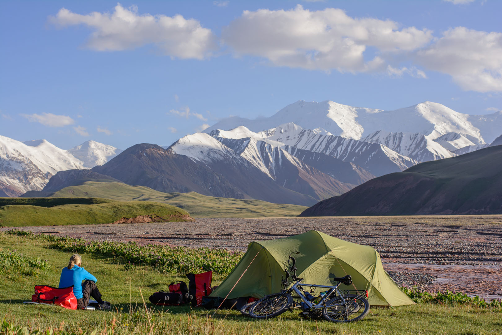 camping with a view of the pamir mountains