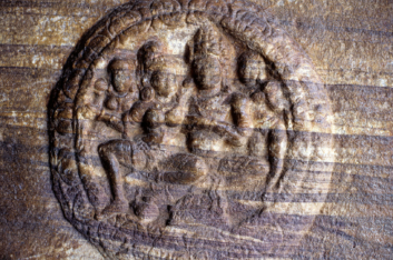 Detailed sculpture in a Badami cave