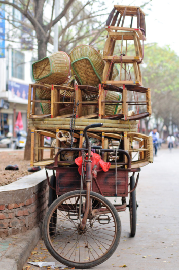 Bicycle culture in China - a cargo bike full of rotan