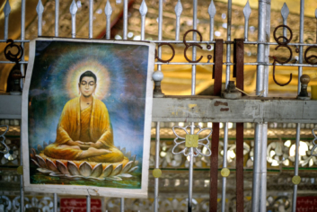 A poster of Buddha in Myanmar.