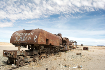 Rusted trains in Uyuni.