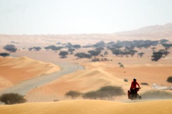 Cycling through the desert in Oman.